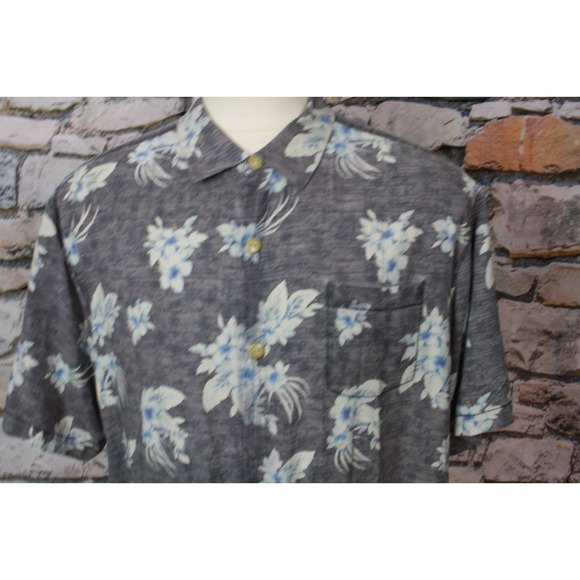 TOMMY BAHAMA Men's Hawaiian Camp Shirt All Silk Floral Pattern Short Sleeve 2XL - Picture 7 of 13